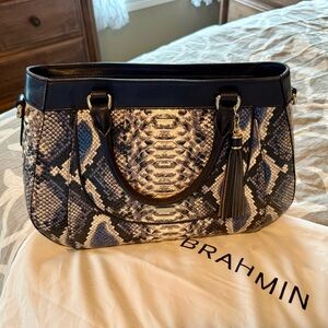 Brahmin Black and Cream Snake Print Women's Bag